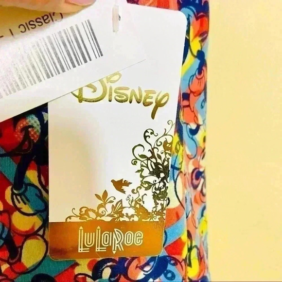 NWT LuLaRoe DISNEY Mickey Mouse Rainbow Scoop Neck Short Sleeve Fit Flare Top S - Picture 5 of 12